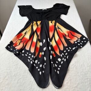 SMYS Butterfly Wing Dress Womens XL Black Orange Excellent Handkerchief Hem